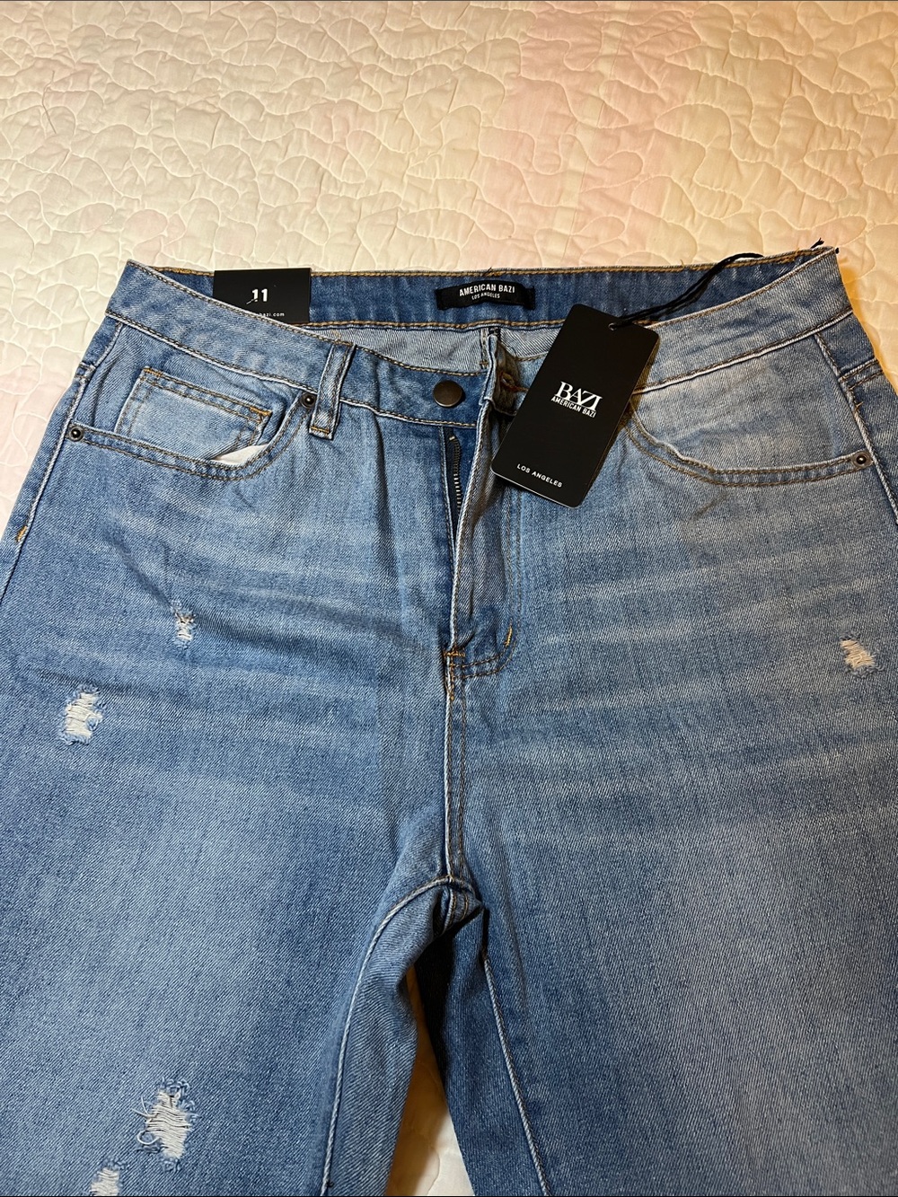 American Bazi Medium Blue Distressed Denim Jeans